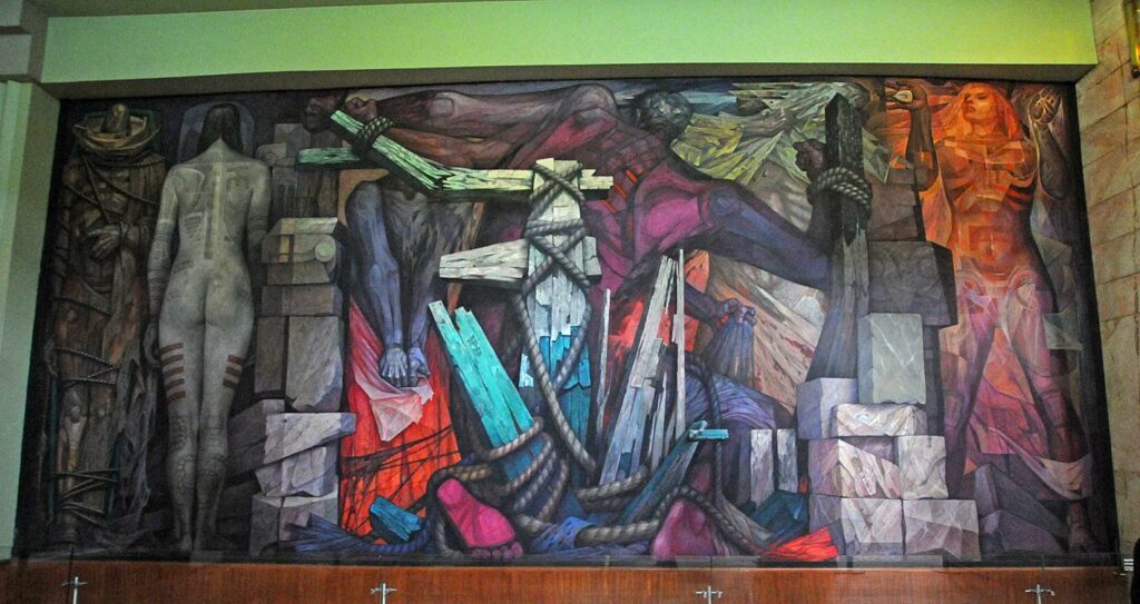 Learn about Mexican muralism as you explore Centro Histórico. Here: one of the many murals in Palacio de Bellas Artes