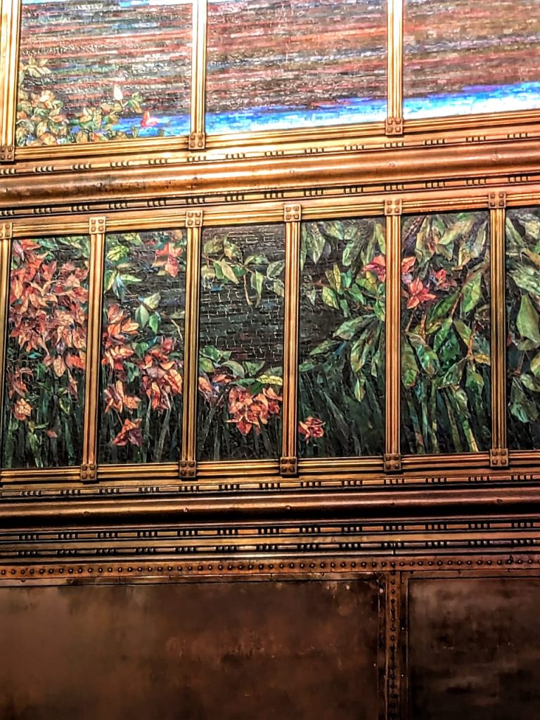 stained glass curtain with flower details