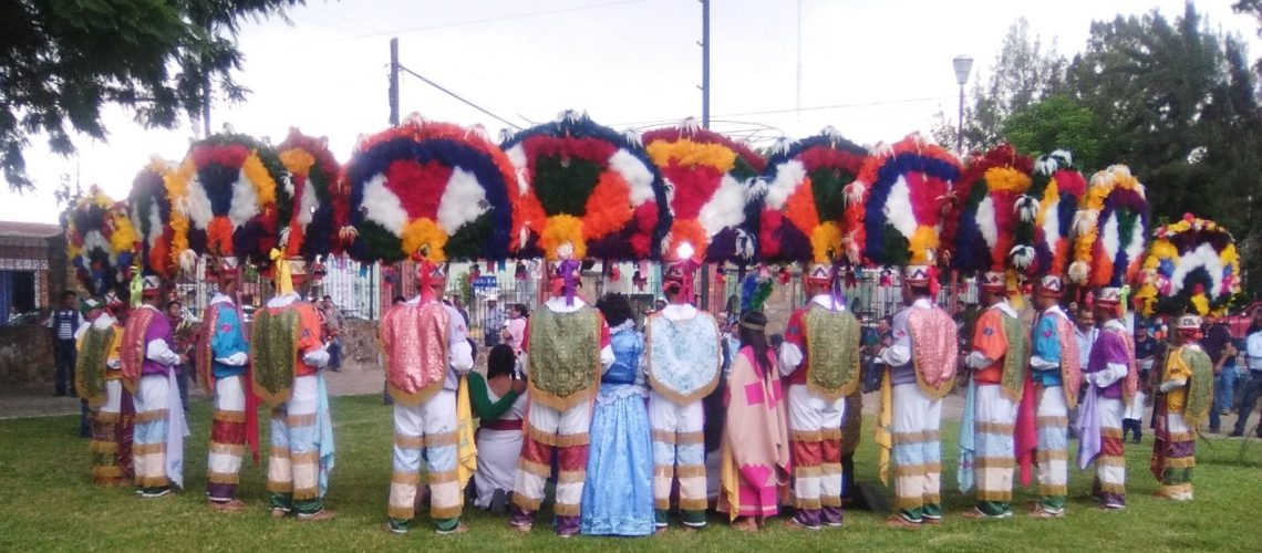 Dancers ready for Calenda, in Oaxaca City