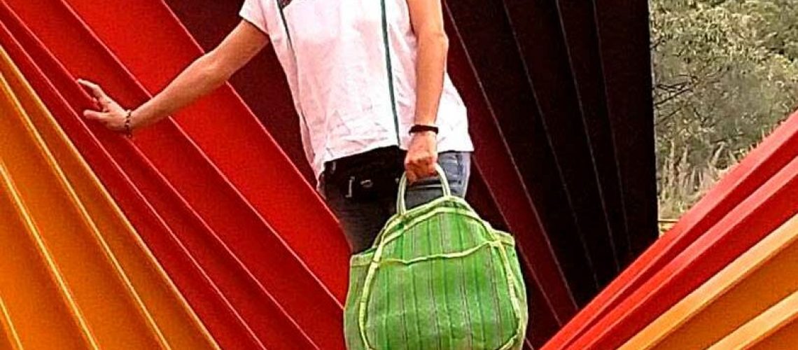 Standing in a sculpture at the UNAM campus