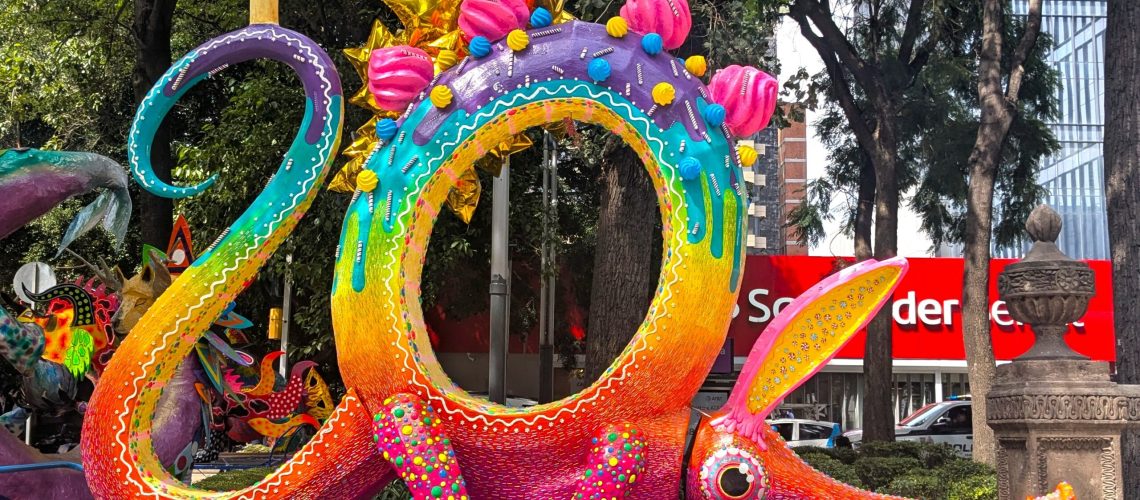 Fantastical creatures adorn Ave. Reforma during Muertos
